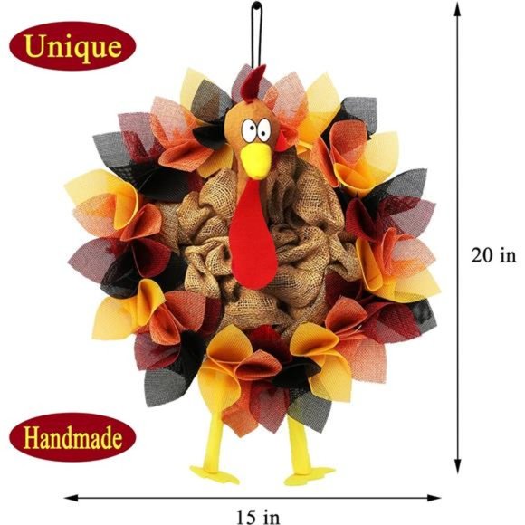 Thanksgiving Door Decorations Turkey Decor Thanksgiving Wreath for Front Door - Picture 5 of 7